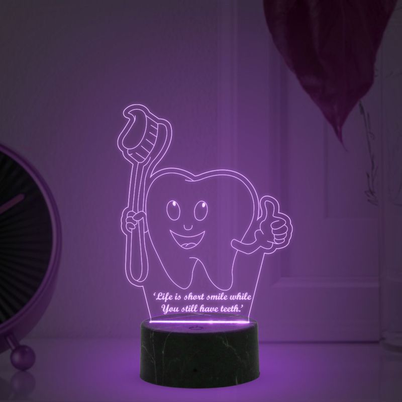 3D iIlusion Teeth Brush Night lamp with Multicolored Funny Dental Desk lamp